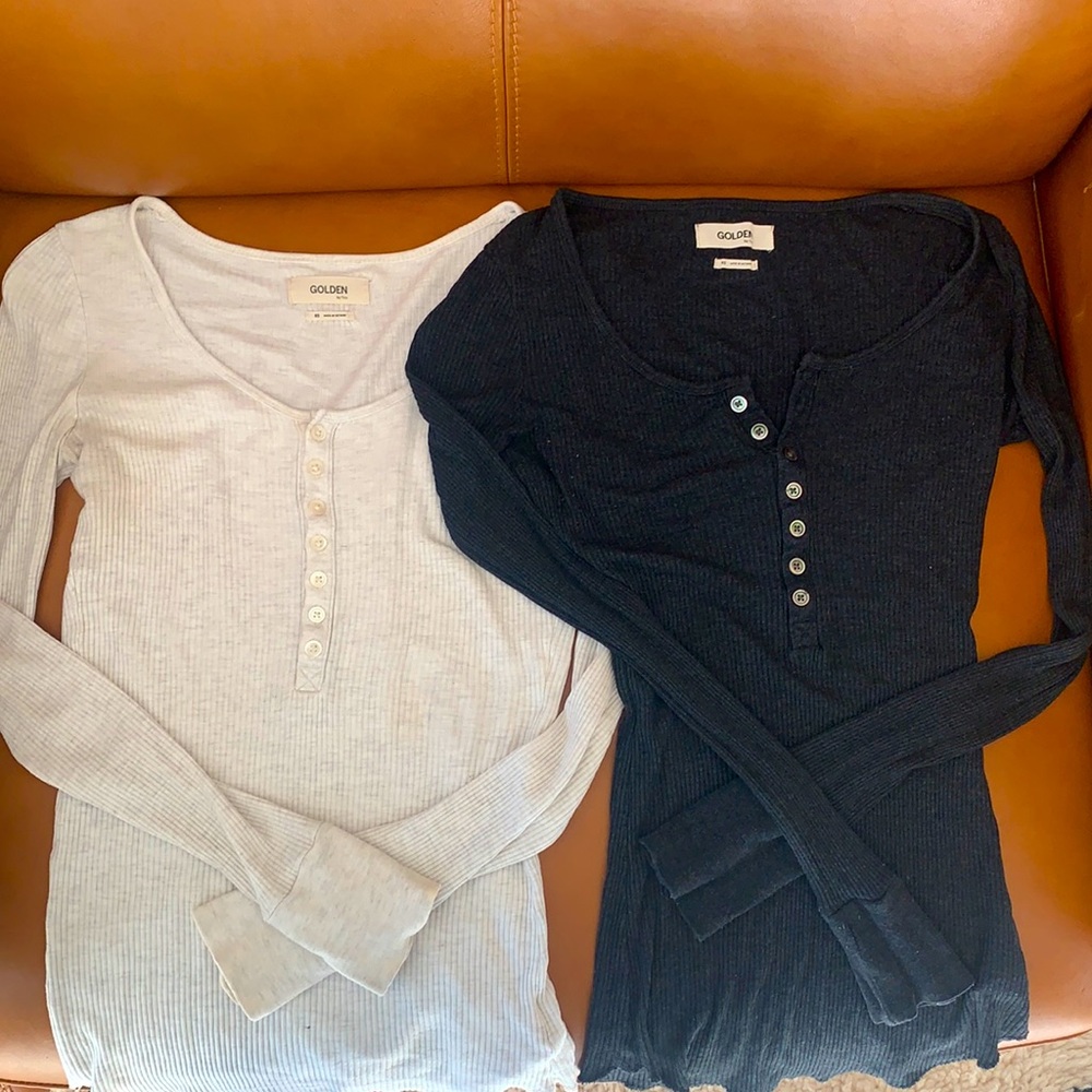 2 x Aritzia Henley Long Sleeve T’s
